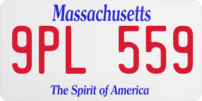 MA license plate 9PL559