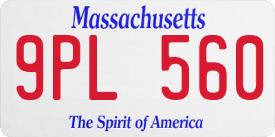 MA license plate 9PL560