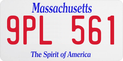 MA license plate 9PL561