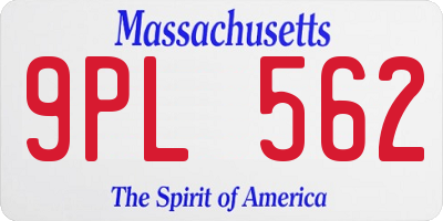 MA license plate 9PL562