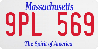 MA license plate 9PL569