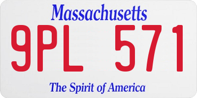 MA license plate 9PL571