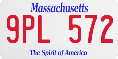 MA license plate 9PL572