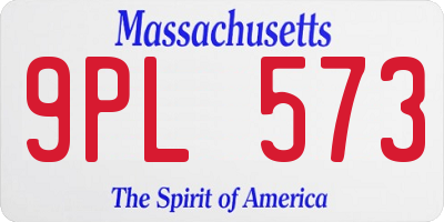 MA license plate 9PL573