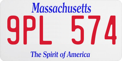 MA license plate 9PL574