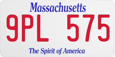 MA license plate 9PL575