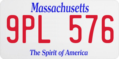 MA license plate 9PL576