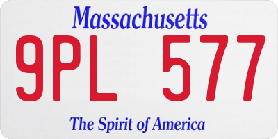 MA license plate 9PL577