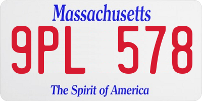 MA license plate 9PL578