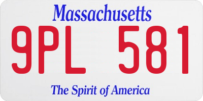 MA license plate 9PL581