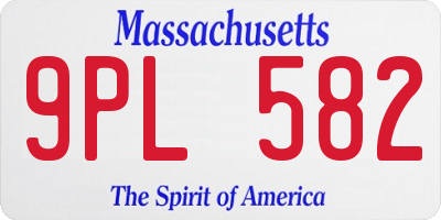 MA license plate 9PL582