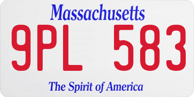 MA license plate 9PL583