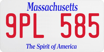 MA license plate 9PL585