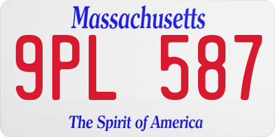 MA license plate 9PL587