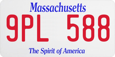 MA license plate 9PL588
