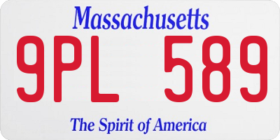 MA license plate 9PL589