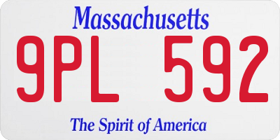 MA license plate 9PL592