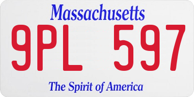 MA license plate 9PL597