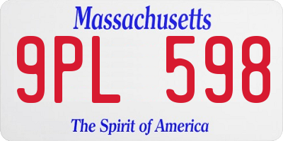 MA license plate 9PL598