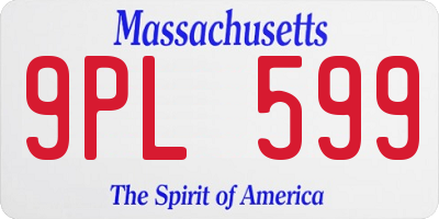 MA license plate 9PL599