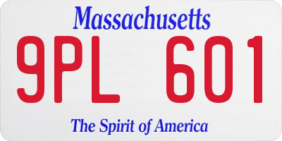 MA license plate 9PL601