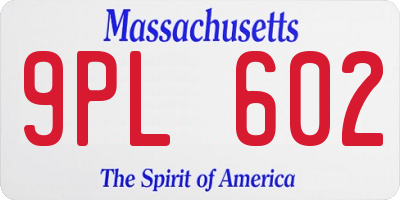 MA license plate 9PL602