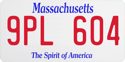 MA license plate 9PL604