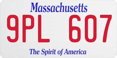 MA license plate 9PL607