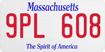 MA license plate 9PL608