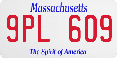 MA license plate 9PL609
