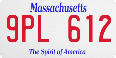 MA license plate 9PL612
