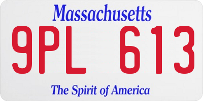 MA license plate 9PL613