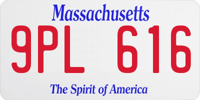 MA license plate 9PL616