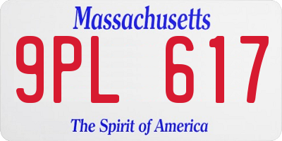 MA license plate 9PL617