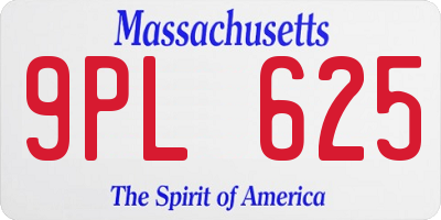 MA license plate 9PL625