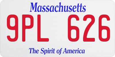 MA license plate 9PL626