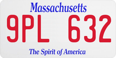 MA license plate 9PL632