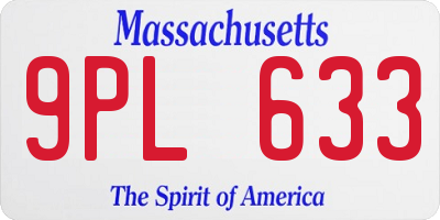 MA license plate 9PL633