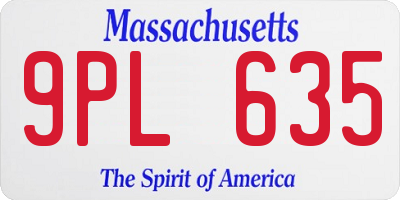 MA license plate 9PL635