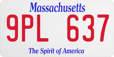 MA license plate 9PL637
