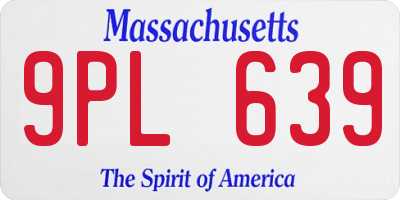 MA license plate 9PL639