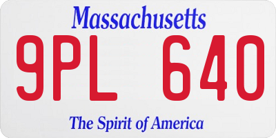 MA license plate 9PL640
