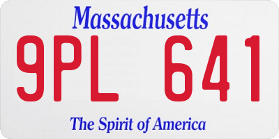 MA license plate 9PL641
