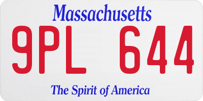 MA license plate 9PL644