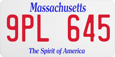 MA license plate 9PL645