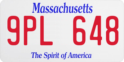 MA license plate 9PL648