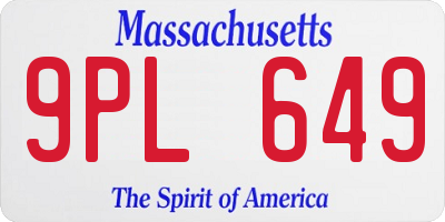 MA license plate 9PL649