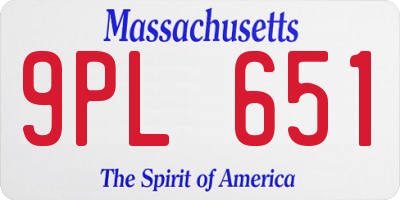 MA license plate 9PL651