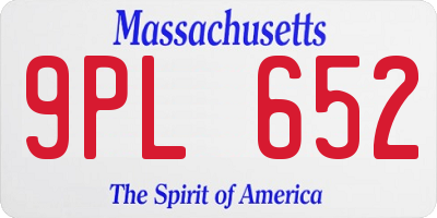 MA license plate 9PL652