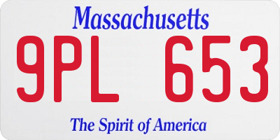 MA license plate 9PL653